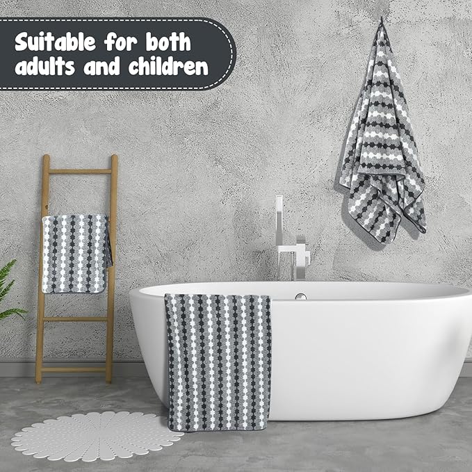 16 Pack Microfiber Bath Towels Bulk 27'' x 60'' Oversized Size Bath Towel Highly Absorbent Extra Large Soft Drying for Shower Beach Winter Salon Sport Gym Party (Cone,Grey)