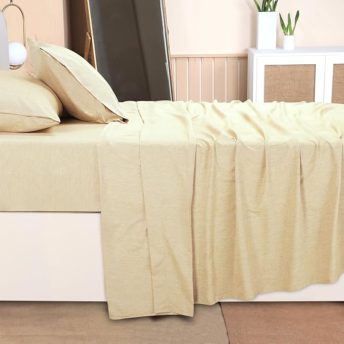Utopia Bedding King Sheet Set – 4 Piece Bed Sheets for King Size Bed, Soft and Breathable Microfiber, Includes 1 Fitted Sheet, 1 Flat Sheet and 2 Pillowcases (Heather Oatmeal)