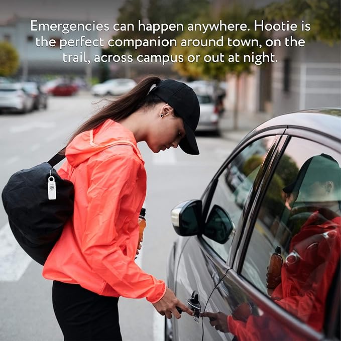 Hootie Personal Safety Alarm for Women, Men, & Kids - Keychain Alarm, Self Defense Strobe & Siren, Security Siren Keychain with 130dB Self Defense Siren & Strobe Light - White