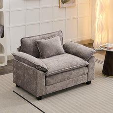 Modular Sectional Sofa, Comfy Cloud Couch Sectional Sofa, Chenille Sofa Sleeper Deep Seat Sofa with Throw Pillows for Living Room (Light Gray, 53