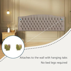 Linen Upholstered Headboard King/Cal King Size Latest Model Wall Mount, Bed Frame Mount, Featuring High-Density Sponge Padding, Luxury Texture Easy Assembly Comfort and Style-Linen