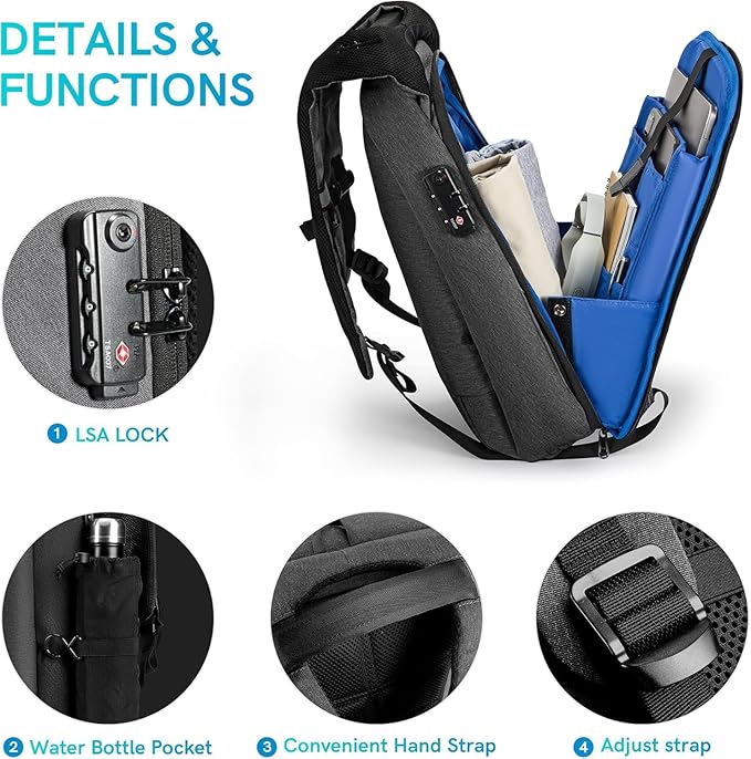 VGOAL Travel Laptop Backpack, Laptop Bookbag College Backpack Durable Water Proof with USB Charging Port for Men Women (FG6303-17)