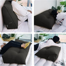 WOWMAX 85% Linen 15% Cotton Blend Headboard Pillow – Full Size Reading Wedge Backrest for Bed, Handmade Firm Support Bolster Cushion with Removable Cover, Premium Bed Rest Pillow, Deep Gray