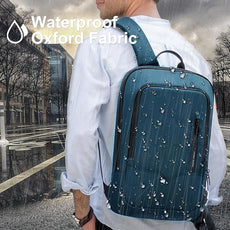 hk Backpack for Men Business Slim Backpack with USB Charger Computer Lightweight Anti-theft Travel (Dark Blue, 15.6 Inch)