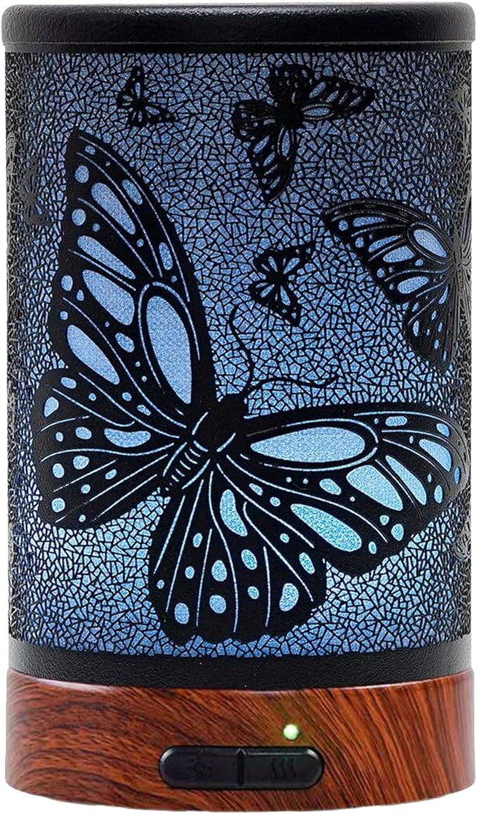 EQUSUPRO Essential Oil Diffuser 150ml Black Metal Aromatherapy Oil Diffuser Ultrasonic Cool Mist Diffuser with Auto Shut-Off Protection,7 Colors Changed LED for Home Office SPA Yoga