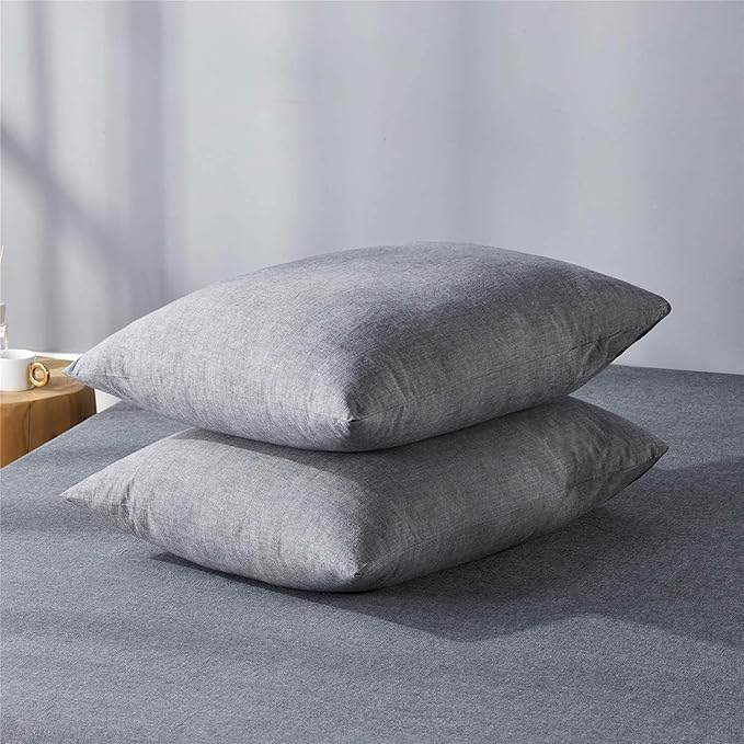 JELLYMONI Black 100% Washed Cotton Duvet Cover Set, 3 Pieces Luxury Soft Bedding Set with Zipper Closure. Solid Color Pattern Duvet Cover Queen Size(No Comforter)