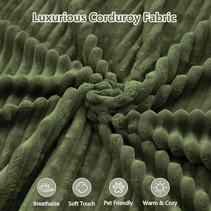 107" Cloud Sectional Couch with L-Shape Chaise, Modern Modular Comfy Sofa Chaise Longue, Upholstered Corduroy Couches Sleeper with Deep Seat for Living Room Bedroom, No Assembly Required, Green