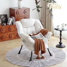 Tiita Lazy Chair, Modern Large Accent Lounge Armchair, Comfy Leisure Sofa Reading Chair for Bedroom, Living Room, Dorm Rooms, Garden and Courtyard, Beige