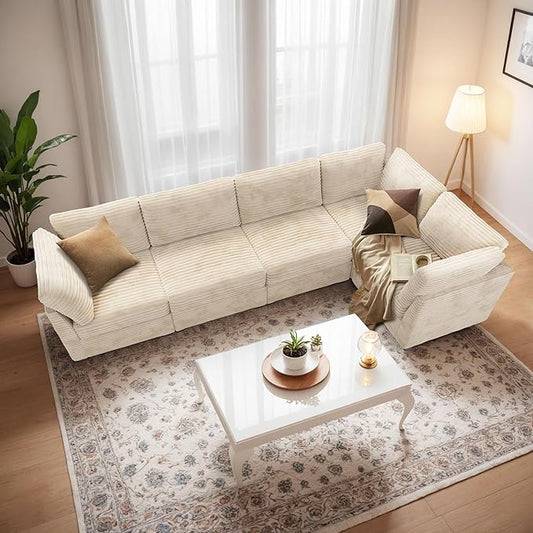 Modular Sectional Sofa,5 Pieces Sectional Couches for Living Room,131X65 L Shaped Cloud Couch with Oversized Convertible Modular Couch for Living Room