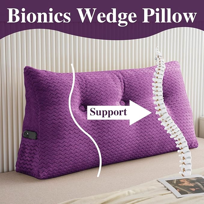 Large Bolster Triangular Headboard Wedge Backrest Positioning Support Bed Rest Reading Pillows Headboard Wedge Pillows for Day Bed with Removable Cover