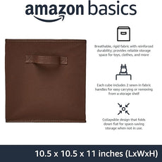 Amazon Basics Cube Organizer Storage Bins Handles, Collapsible Fabric, Pack of 6, 10.5