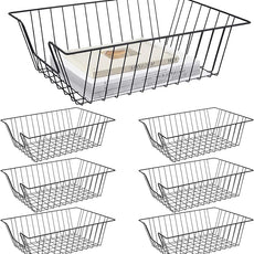 Yeaqee 6 Pcs Letter Tray Wire Paper Trays Stackable File Desk Organizer Metal File Paper Holder Basket for Desk Desktop Letter Storage for Office Home Classroom School(17'' x 12'' x 5 '',Black)