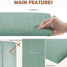 IFNOW Upholstered Wall Mounted Headboard, 3D Soundproof Wall Panels Peel and Stick for King Size, Reusable and Removable Tufted Bed Headboard in Grass Green (12 Panels, 10