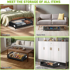 Beborxue Under Bed Storage with Wheels, 2-Pack Under the Bed Storage Containers with Lids, XXL 60L Under Bed Shoes Storage Organizer Bins, Rolling Underbed Storage for Clothes, Shoes, Blankets (Black)