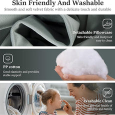 Johnear Wedge Headboard Large Bolster Pillow Reading Pillows for Sitting in Bed Adult， Velvet Triangular Cushion Backrest Lumbar Back Support Upholstered Daybed Sit Up Book Pillows（Lightgray, King）