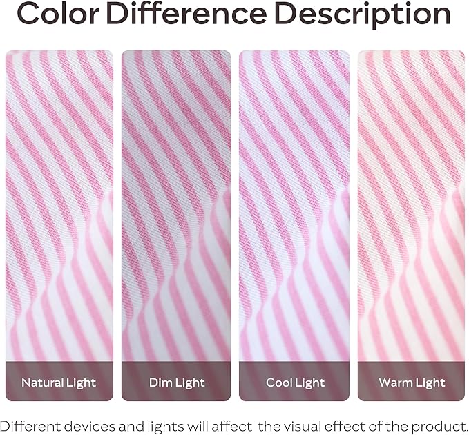 JELLYMONI 100% Natural Cotton 3pcs Striped Duvet Cover Sets,White with Pink Stripes Pattern Printed Comforter Cover,with Zipper Closure & Corner Ties(Full Size)