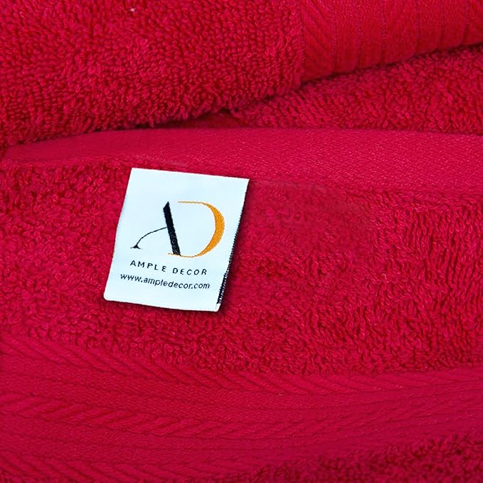 Ample Decor Washcloths Pack of 5 12 X 12 Inch 100% Cotton 600 GSM, Soft Absorbent and Reusable Fingertip Towels, Ideal for Bathroom and Powder Room - Red
