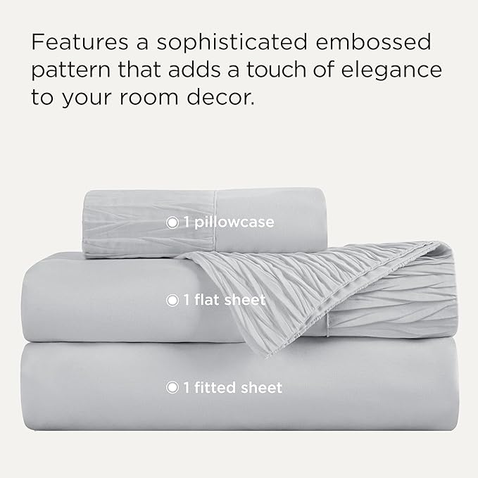 Bedsure Twin Sheets Set - 3 Pieces Soft Twin Bed Sheets - Breathable & Cooling - Hotel Luxury - Easy Care Polyester Microfiber Bedding for Women, Men, Light Grey