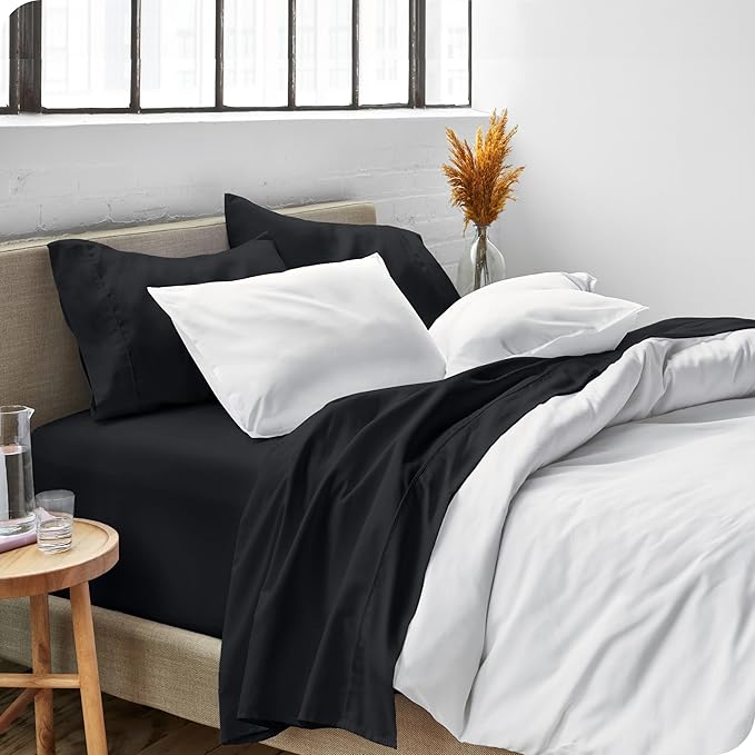 Bare Home King Sheet Set - Luxury 1800 Ultra-Soft Microfiber King Bed Sheets - Double Brushed - Deep Pockets - Easy Fit - 4 Piece Set - Bedding Sheets & Pillowcases (King, Black)