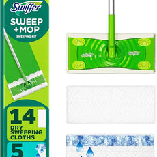 Swiffer Sweeper 2-in-1 Mops for Floor Cleaning, Dry and Wet Multi Surface Floor Cleaner, Sweeping and Mopping Starter Kit, Includes 1 Mop + 19 Refills, 20 Piece Set