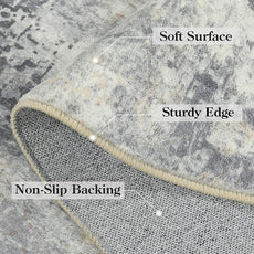 Lahome Modern Abstract 9x12 Area Rugs for Living Room, Washable Living Room Rug for Bedroom Low Pile Non Slip, Grey Soft Indoor Accent Carpet for Dining Room Table Apartment