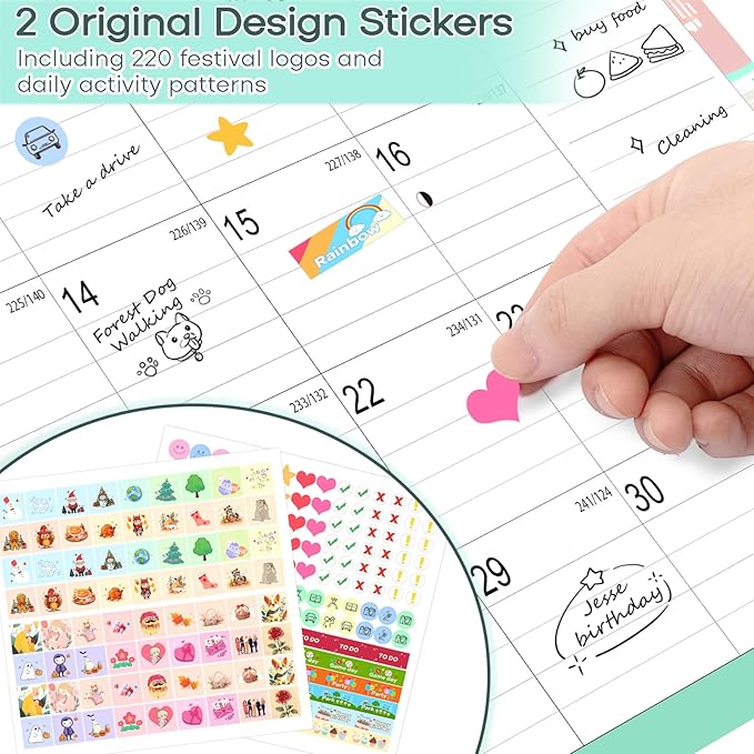 Desk Calendar 2026, Anti Ink Bleed, Plastic Cover, Ample Space, Until June 2027 with Stickers, 17" x 12" Large Seasonal Wall Calendar 2026 for Home, Office, Student & Teacher Supplies- Colorful