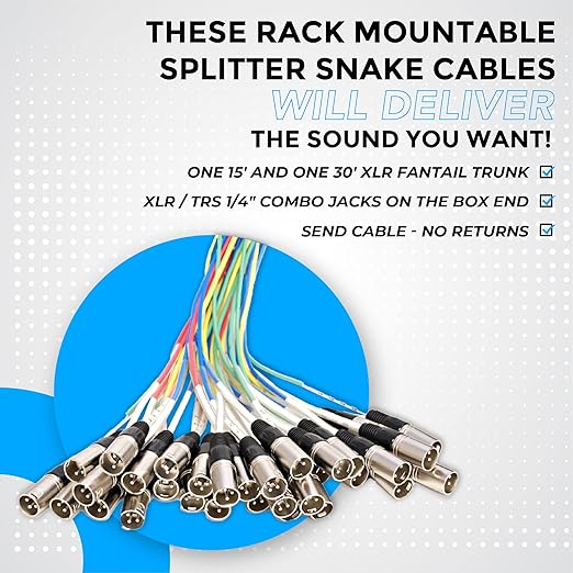 Seismic Audio - SARMSS-32x1530 - 32 Channel XLR TRS Combo Splitter Snake Cable - 15' and 30' XLR trunks