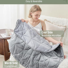 Weighted Lap Blanket 7 lbs for Adults, Luxury Soft Small Weighted Blanket, Compact Portable Weighted Lap Pad for Relaxation, Sleeping, Travel, All-Season Use, Light Grey, 40