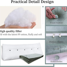 Johnear Wedge Headboard Large Bolster Pillow Reading Pillows for Sitting in Bed Adult， Velvet Triangular Cushion Backrest Lumbar Back Support Upholstered Daybed Sit Up Book Pillows（Lightgray, King）