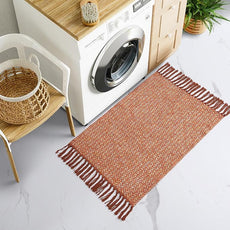 Lahome Boho Fall Kitchen Rug, 2x3 Bathroom Rug Lightweight Indoor Door Mats for Entryway Small Cotton Area Rug with Tassels, Farmhouse Washable Throw Rugs Low Pile Carpet for Bedroom