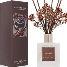 Cocorrína Reed Diffuser Sets - Coffee & Chocolate Scented Diffuser with Sticks Home Fragrance Reed Diffuser for Bathroom Shelf Decor