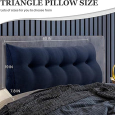 11 lbs Thickened Wedge Pillow Headboard Body Positioner Triangular Reading Pillow Bed Bolster Pillow for Sitting in Bedwith Removable Cover Gift for Mom Backrest Cordury Blue Queen