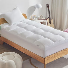 SLEEP ZONE Mattress Topper Twin Size, Extra Thick Fitted Mattress Pad for Back Pain, Plush and Support Mattress Cover, Deep Pockets Mattress Protector, Hotel Quality (White, Twin)