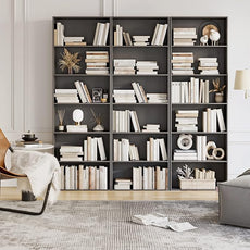 FOTOSOK 6-Tier Open Bookcase and Bookshelf, Freestanding Display Storage Shelves Tall Bookcase for Bedroom, Living Room and Office, Dark Gray