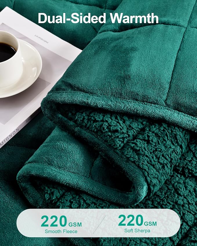 Super Fuzzy Soft Sherpa Fleece Weighted Blanket, 15 lbs Dual Sided Fluffy Heavy Weighted Blankets for Adults - No Bunching with Double Layers of Soft Inner Lining (60"x 80", 15 Pounds)