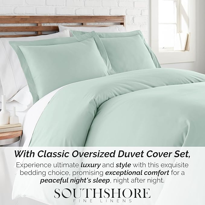 Southshore Fine Living, Inc. Premium Collection Twin Duvet Cover Bedding Set, Soft Light Green Duvet Cover Bedspread 2-Piece with one Matching sham (69 in Wide x 98 in Long), Twin/Twin XL