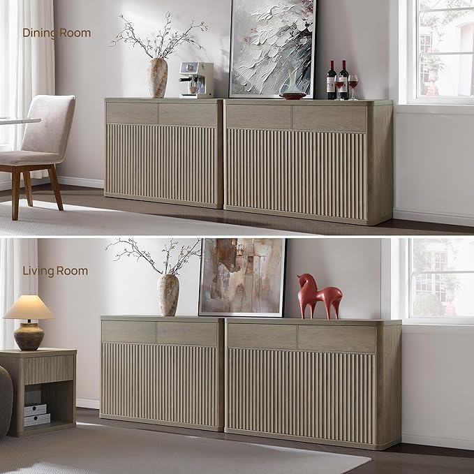 SICOTAS Buffet Cabinet with Storage - Storage Cabinet Sideboard with Doors & Shelves Accent Credenza Buffet Table with 2 Drawer Buffets & Sideboards for Living Room Dining Room Kitchen Entryway Office