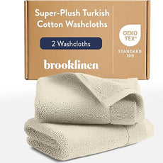 Brooklinen Super-Plush Turkish Cotton Washcloths - Set of 2 - Cotton, 820 GSM, Highly Absorbent, Machine Washable, Perfect for Home & Bathroom (13