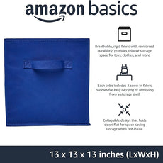 Amazon Basics Cube Organizer Storage Bins Handles, Collapsible Fabric, Pack of 6, 13