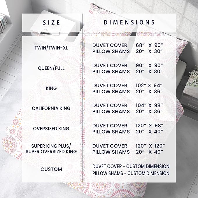 Kotton Culture 120"x120" 3 Pc Super King Plus/Super Oversize King Duvet Cover Set 100% Egyptian Cotton - 600 TC Comforter Cover, Zipper Closure & Corner Ties - Fits Only Extra Large Inserts - Mandala