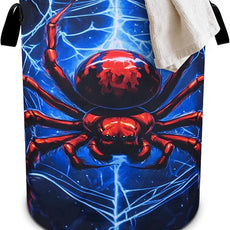 Halloween Web Laundry Basket Foldable Oxford Cloth Tote Bag Laundry Hamper Clothes Storage Bucket Organizer For Bathroom/Laundry Storage/Bedroom 19.6x15.7 Inch