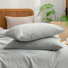 BESTOUCH Duvet Cover Set 100% Washed Cotton Linen Feel Super Soft Comfortable Chic Lightweight 3 PCs Home Bedding Set Solid Northern Droplet Grey King