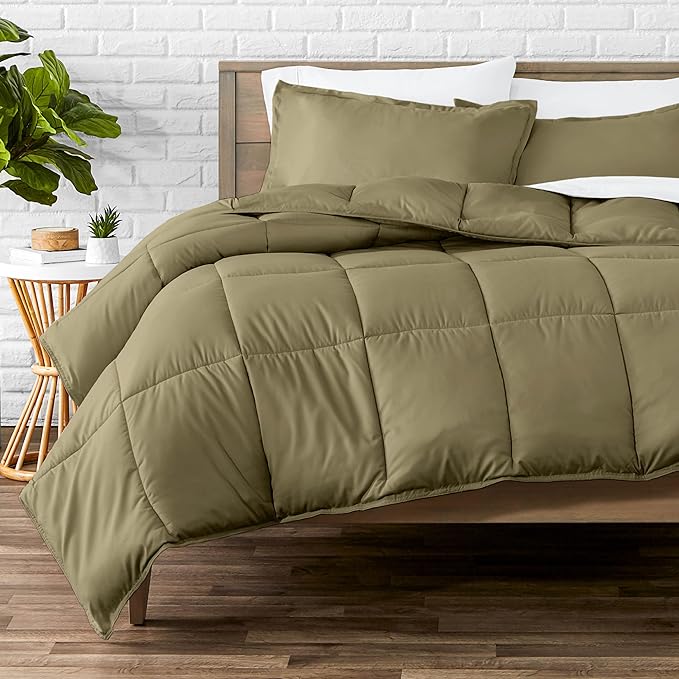Bare Home Comforter Set - Oversized King Size - Ultra-Soft - Goose Down Alternative - Premium 1800 Series - All Season Warmth (Oversized King, Olive)