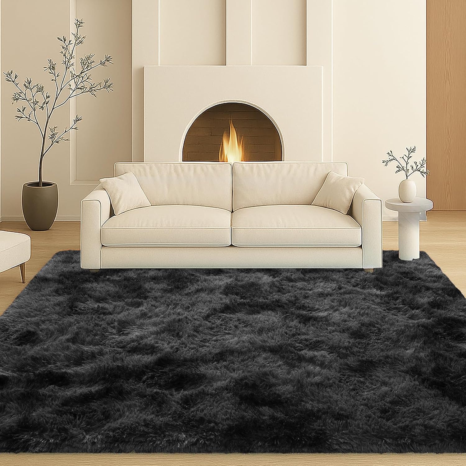 8x10 Area Rugs Living Room, Beige Large Plush Fluffy Bedroom Carpet, Non-Slip Upgraded Indoor Thick Soft Rug, Modern Plush Carpet Suitable for Kids Home Decor Aesthetics Dorm. Dormly