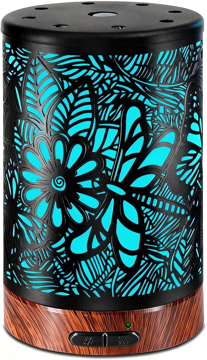 Essential Oil Diffuser Aromatherapy Diffuser - Metal Aroma Diffuser for Home 150ml Ultrasonic Cool Mist Diffuser with 7 Colors Light Auto Shut-Off Protection for Home Office Decor & Gift (Dragonfly)