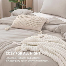 Litanika Comforter Set, Lightweight Solid Bedding Comforter Set, Fluffy Down Alternative Bed Set, Deep Linen, Oversized King