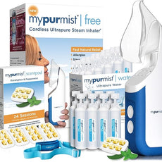 Mypurmist Free Premium Kit – Cordless Steam Inhaler with Water Refills, ScentPad, and Handsfree Strap – Personal Steamer Vaporizer Humidifier for Sinus Relief, Nasal Congestion, Cold