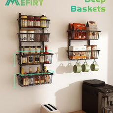 12 Inch Wide Narrow Over The Door Pantry Organizer, Pantry Organization and Storage, Black Metal Hanging Deep Basket Wall Spice Rack Seasoning Shelves, Home & Kitchen Essentials, Apartment