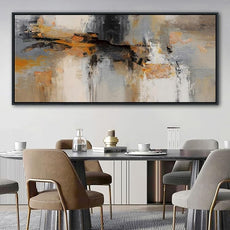 AJAZIKO Large Abstract Canvas Wall Art - Wall Art for Living Room and Bedroom, Modern Wall Decor in Orange and Gray Hues, Perfect Office Decorations for Work