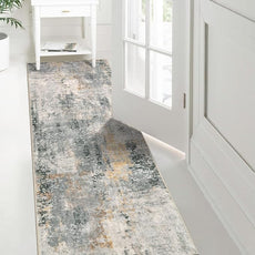 Lahome Modern Abstract Runner Rug - 2x7 Gray Soft Long Hallway Rug Runner Kitchen Mat, Non-Slip Machine Washable Indoor Throw Carpet Runner for Living Room Bathroom Sink Bedroom Entryway Sunroom
